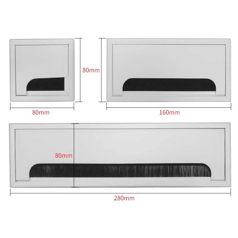 Алюминиевый Сплав стол прямоугольник провод кабель втулка отверстие крышка выход порт 1 шт