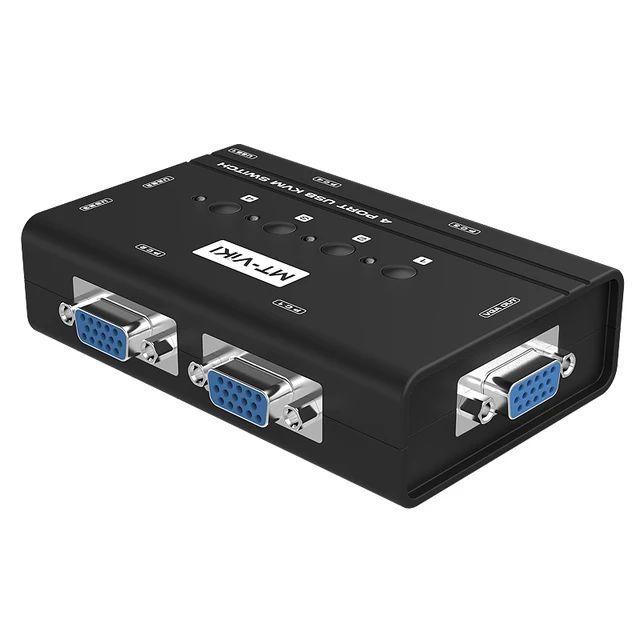 Ручной VGA KVM-переключатель с 4 портами, с USB-консолью и оригинальным кабелем, 1 комплект для управления клавиатурой и мышью, 4 предмета 3