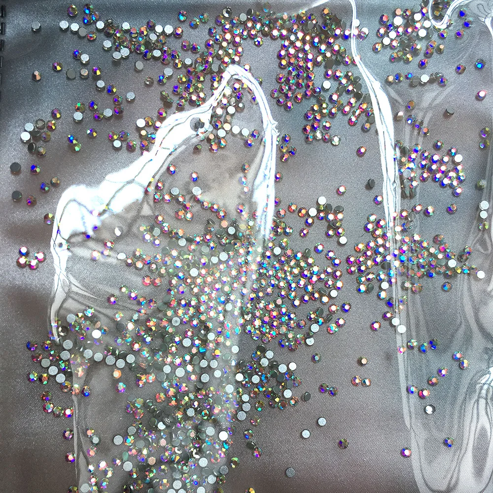 Ss3 1440 قطع كريستال ab اللون سوبر لامعة مسمار الفن الراين 1.3 ملليمتر شقة عودة غير الإصلاح حجر 3d مسمار الديكور diy جوهرة