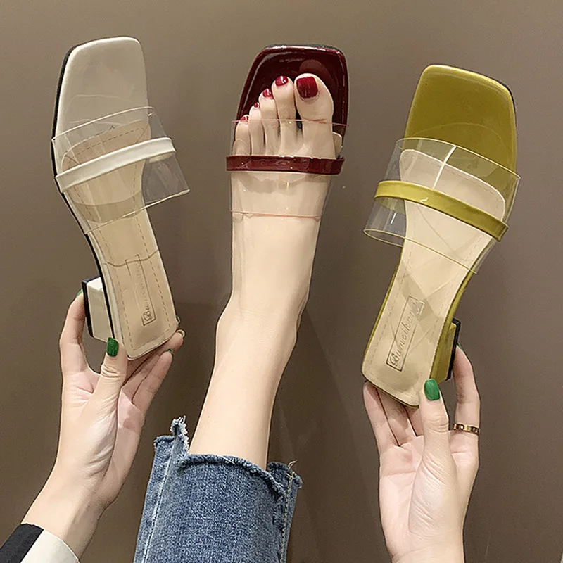 

Women's Slippers 2019 Glitter Slides Woman Shoes Luxury Peep Toe New Soft Jelly Designer Flat Crystal Casual Leisure