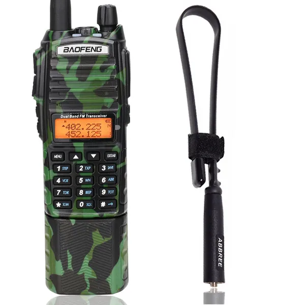 Baofeng UV-82 Plus Tri-power 8 Вт/4 Вт/1 Вт 3800 мАч батарея 2-PTT VHF UHF Двухдиапазонная U.S Army Tactical Ham Радио рация - Цвет: add tactical antenna