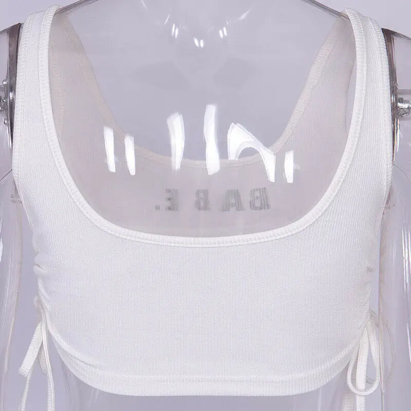 Женский Повседневный облегающий Топ без рукавов белый укороченный топ бюстье с