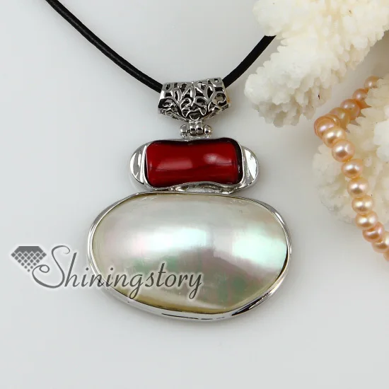 

oval seawater seashell mother of pearl oyster sea shell and freshwater pearl necklaces pendants 2013 cheap handmade jewelry