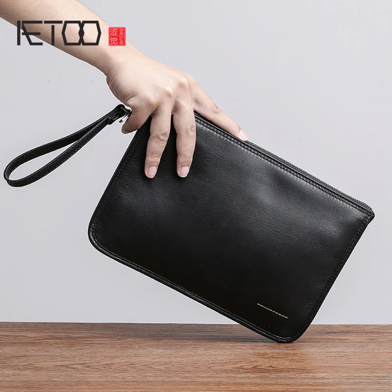 

AETOO Handbag male tide leather fashion casual envelope bag new Korean version men's cowhide handbag