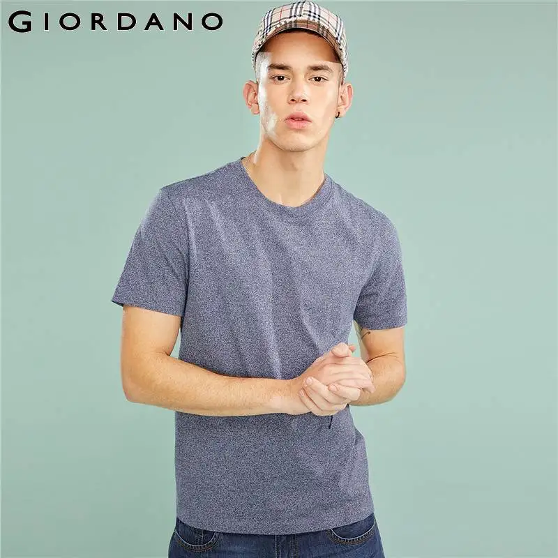 

Giordano Men Tee Ribbed Crewncek Short Sleeve T-shirt 2018 Men Fashion Clothing Solid Colors Slim Cutting Gentlemen Casual Tee