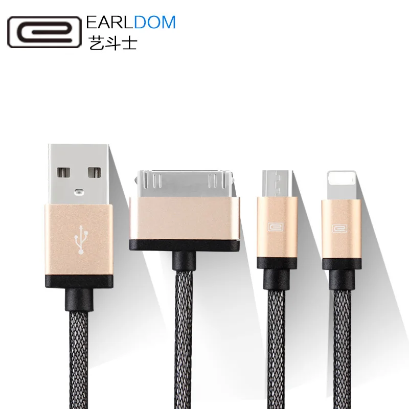  Earldom 1.2m 3 in 1 usb cable Multi Charger mobile phone cables micro usb cable for iPhone 6 5 5s 4 4s Samsung Galaxy S6 S5 S4 