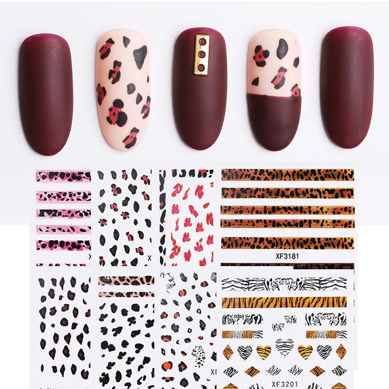 

5 Sheet Leopard Nail Sticker 3d Nail Art Decorations Matte Tiger Veins Stickers Manicure Water Decals Watermark Tips Accessories