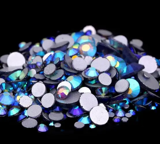 

Tanzanite AB Color ss3,ss4,ss5,ss6,ss8,ss10,ss12,ss16,ss20,ss30 Flat Back Crystal Non Hotfix Nail Art Glue On Rhinestones