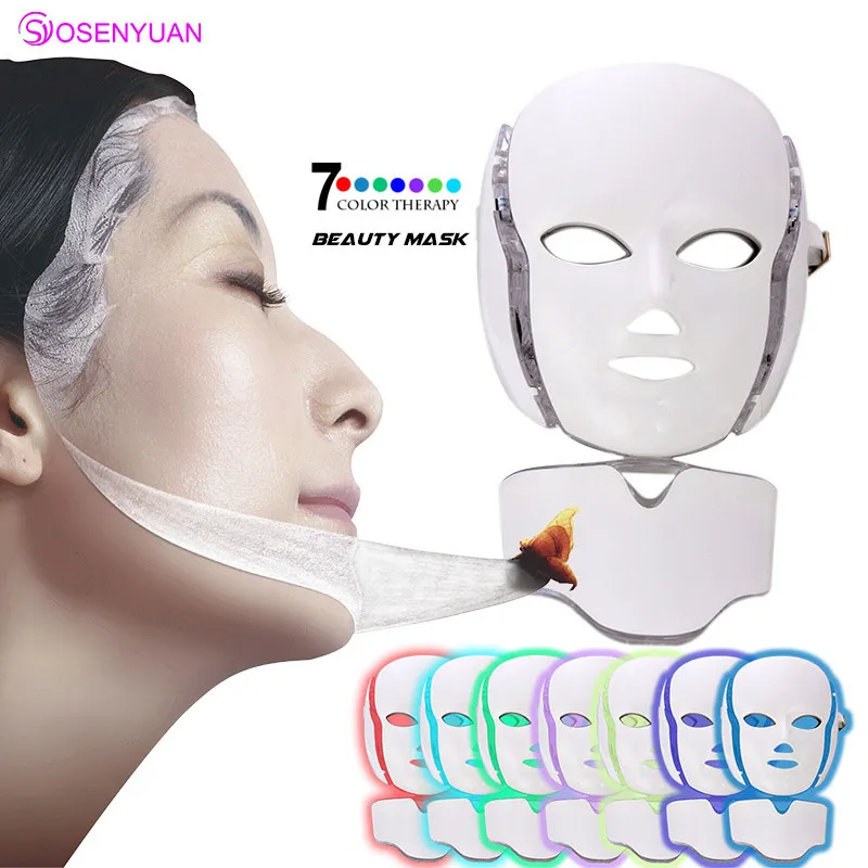 

LED Facial Mask Therapy Face Mask Machine Photon Therapy Light Skin Care Wrinkle Acne Removal Face Beauty