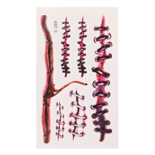Aliexpress Buy Design Halloween Zombie Scars Tattoos With Fake 