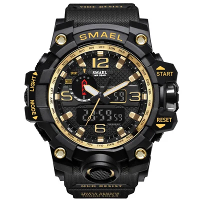 SMAEL мужские s часы аналоговые кварцевые часы мужские спортивные часы мужские s Shock Военные часы водонепроницаемый светодиодный цифровые наручные часы Masculino - Цвет: Золотой