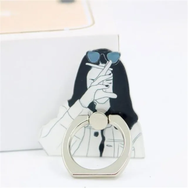 UVR Mobile Phone Stand Holder Cartoon Beauty Lady Finger Ring Smartphone Cute Animal Bear Holder Stand For All Phone