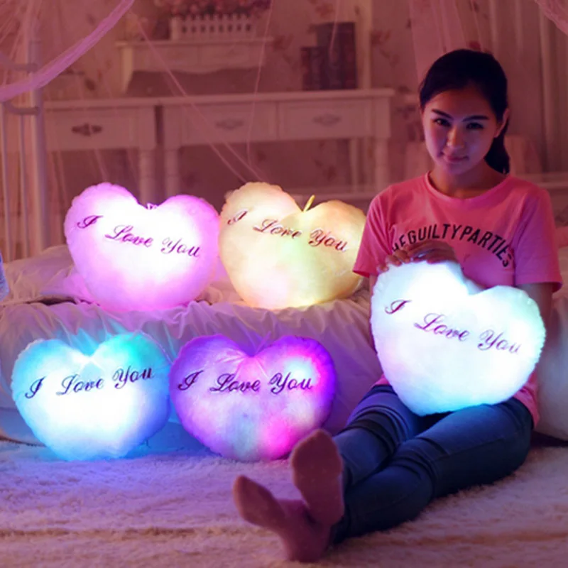 

Cute Creative Glowing Toys Flashing Plush LED Light Loving Pillow Luminous Colorful Stuffed Plush Gifts Toys For Children Girl