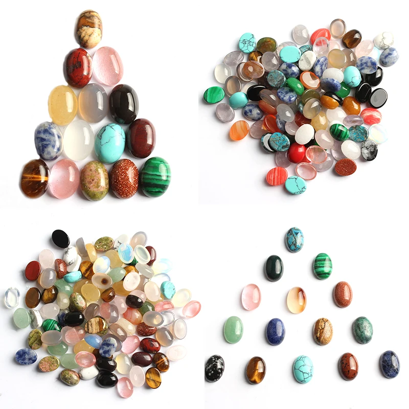 

20pcs/lot Natural Stone Mixed Oval Shape CAB CABOCHON Beads for Jewelry Making Diy Jewelry Accessories Wholesale 6x8mm 8x10mm