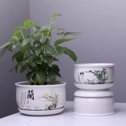 

Green Plant Flower Pot Ceramic Belt Tray Extra Large Personality Creative Succulent Plant Indoor Balcony Green Plant Pots