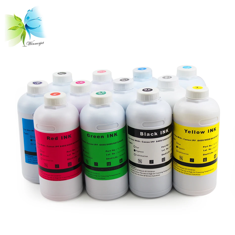 1000ml*12colors Ipf8400 Ipf9400 Waterproof Pigment Ink Refill For Canon