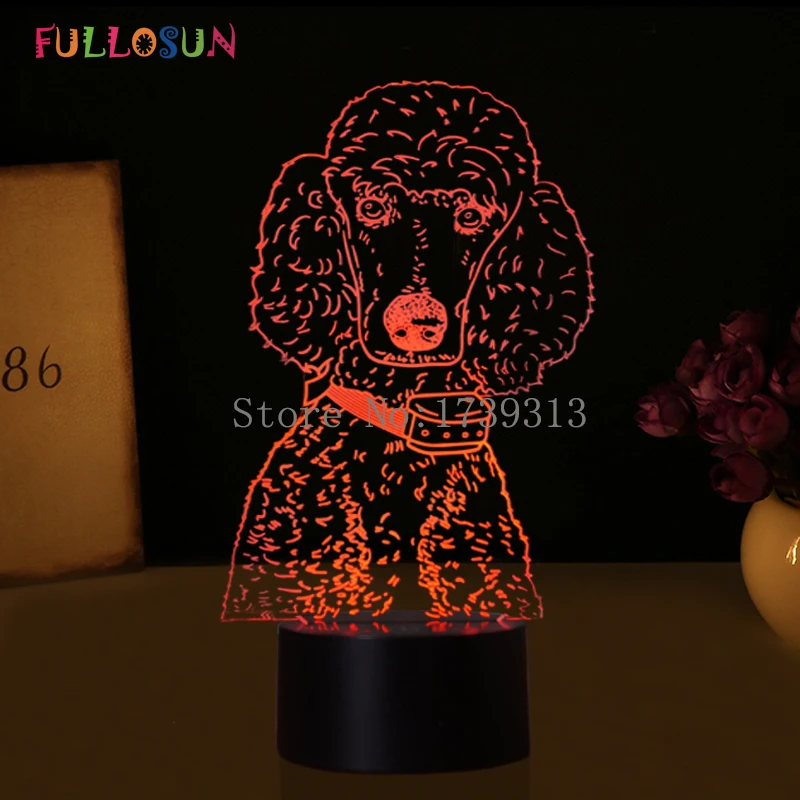 Новинка Пудель 3D Детский Светильник светодиодный USB Night Lights 3D собак светодиодный освещения