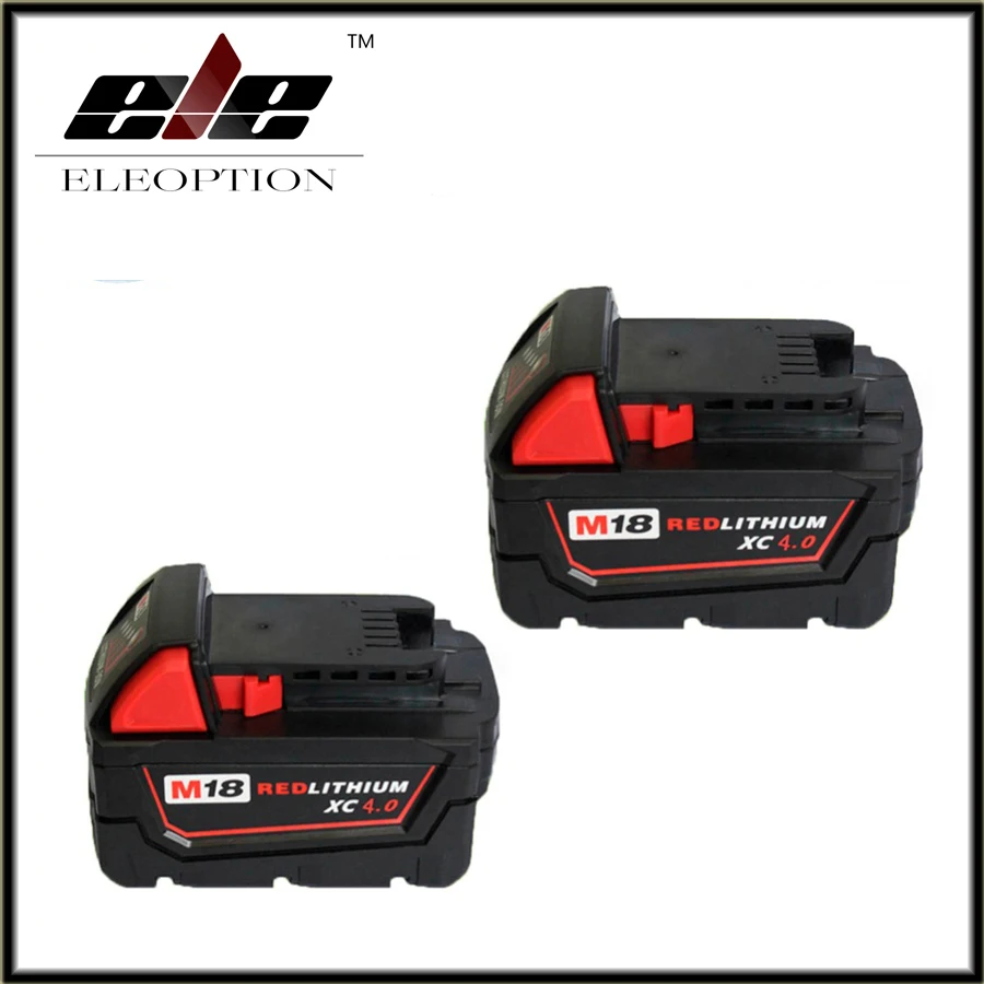 

Eleoption 2x Hot Li-Ion 18V 4.0AH 4000mAh Replacement Power Tool Battery for Milwaukee M18 XC 48-11-1815 M18B2 M18B4 M18BX Li18
