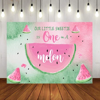 

One in a Melon Birthday Party Backdrop Watermelon Party Birthday Background Summer Pink Melon Party Decoration Backdrops W-2052