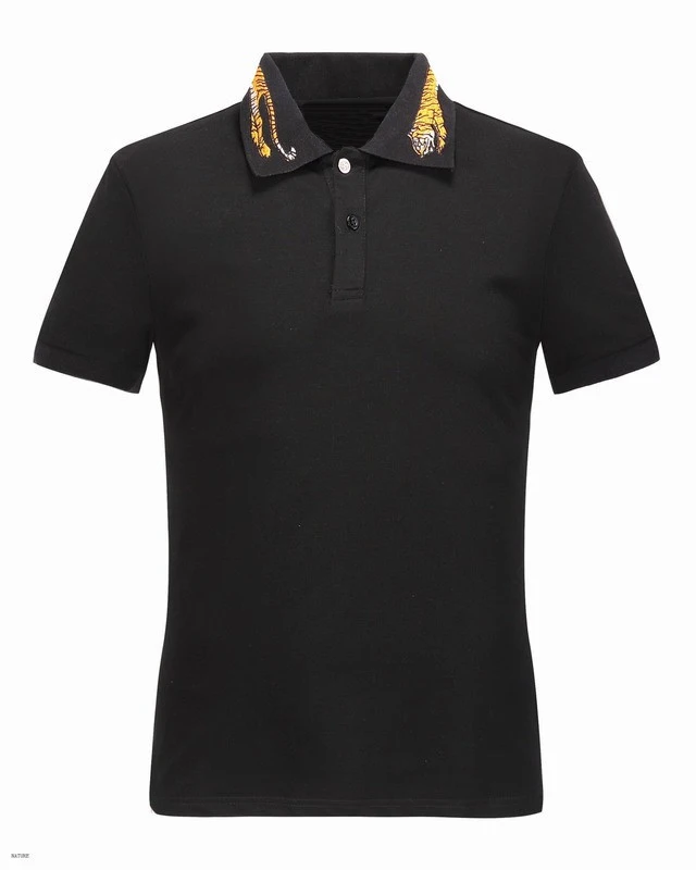 

High New 2018 unisex High Embroidered Yellow Tiger Collar Polo Shirts Shirt Hip Hop Skateboard Cotton Polos Top M-3XL #G1