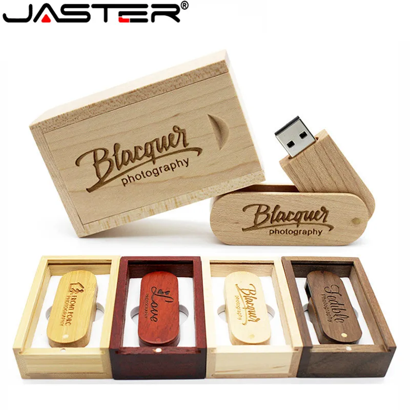 

JASTER Wooden USB Flash Pen Drive 4GB 8GB 16GB 32GB 64GB USB 2.0 Pendrive Customize LOGO Memoria USB Key U Disk