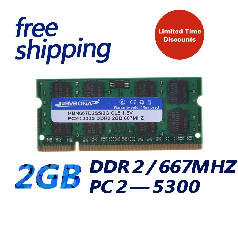Achat KEMBONA RAM Pour Ordinateur Portable Pour Samsung DDR2 2 GB 667 mhz PC2 5300 mémoire portable 200PIN d origine