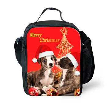 

ThiKin Merry Christmas Dogs Printed Lunch Bag for Kids Thermal Lunchbox Picnic Bag Girls Boys Personalized Women Insulation