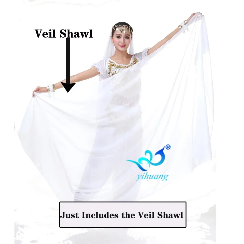 Сексуальные костюмы для танца живота женские восточные танец живота шелковый шарф Вуаль шифоновая шаль - Цвет: White