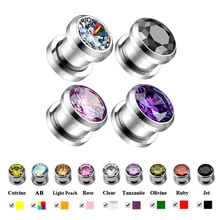 Пара кристаллов, циркония, тоннель, штекер, винт, подходит для пирсинга уха, калибр, растяжка, расширитель, ювелирные изделия, циркония, серьги, серьги, ювелирные изделия