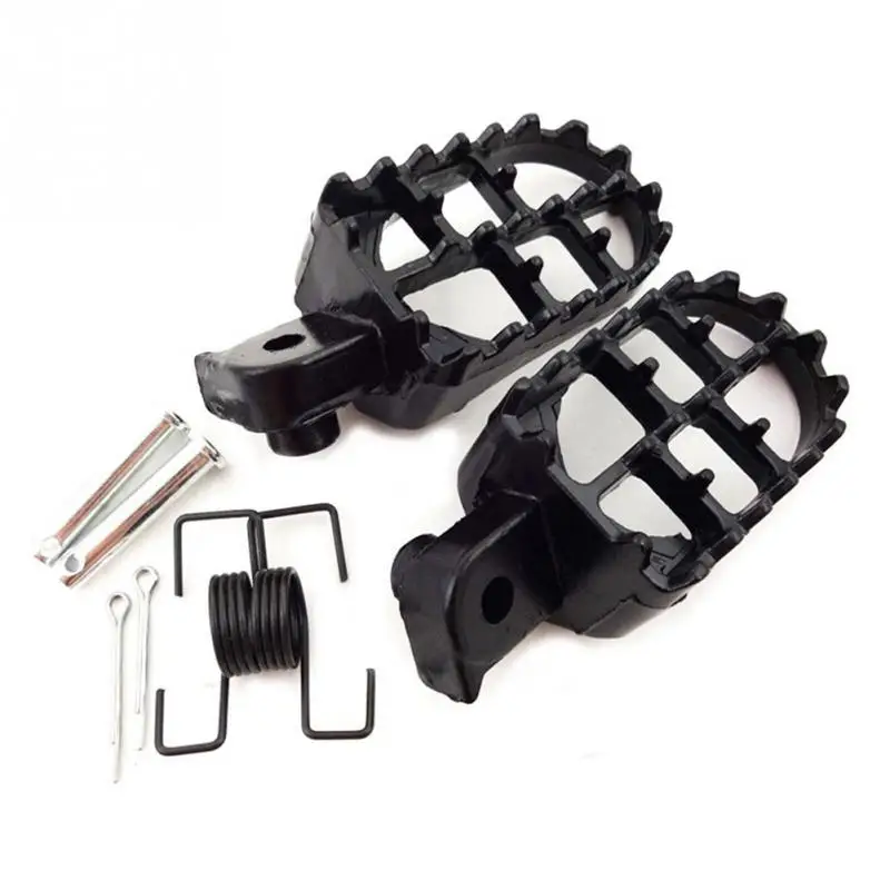 New 2PCS Footrests Foot Pegs Motorcycle Irony Wide Motocross Black Aluminium Pads ► Photo 3/6