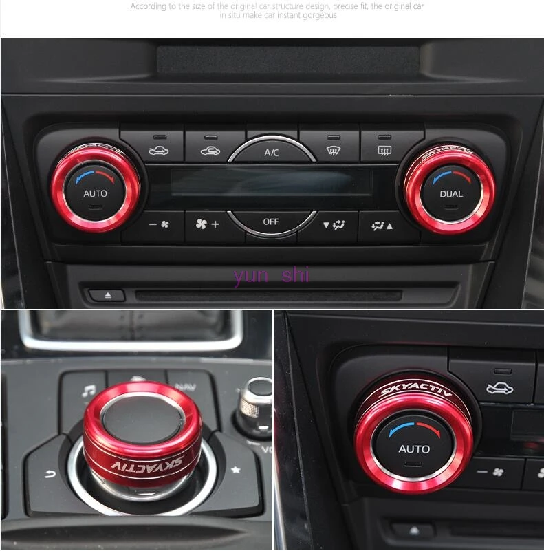 4 colors Metal Car Air Conditioning Rotary Knob Control Button Covers Car-styling For Mazda Axela CX-4 CX-5 ATENZA Accessories