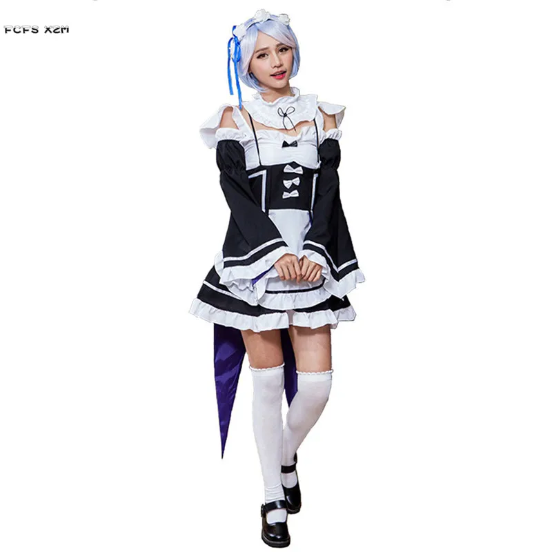 Женское аниме Ram Rem cosplays Re: Zero kara Hajimeru Isekai Seikatsu начало жизни в другом мире платье на