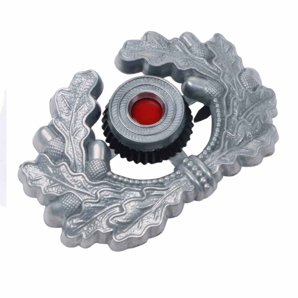  WW2 GERMAN VISOR CAP BADGE SILVER ARMY PANZER UNIFORM WREATH COCKADE