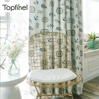 

Topfinel Helm and Anchor Navigation Cartoon Children Blackout Curtains for Living Room Kids Bedroom Decorative Boys Gift 3 color