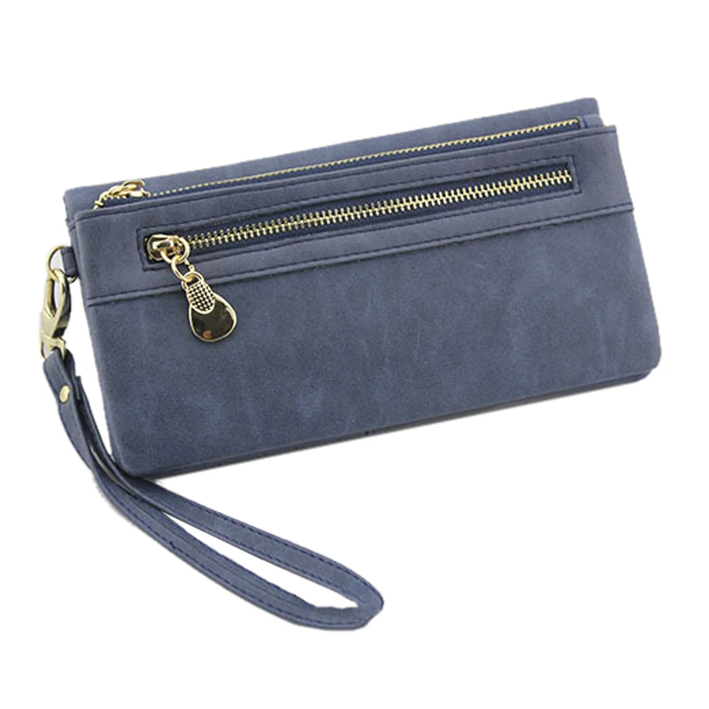 

Women Wallets Hot Fashion Multifunctional PU Leather Clutch Lady Purse Phone bag ink blue