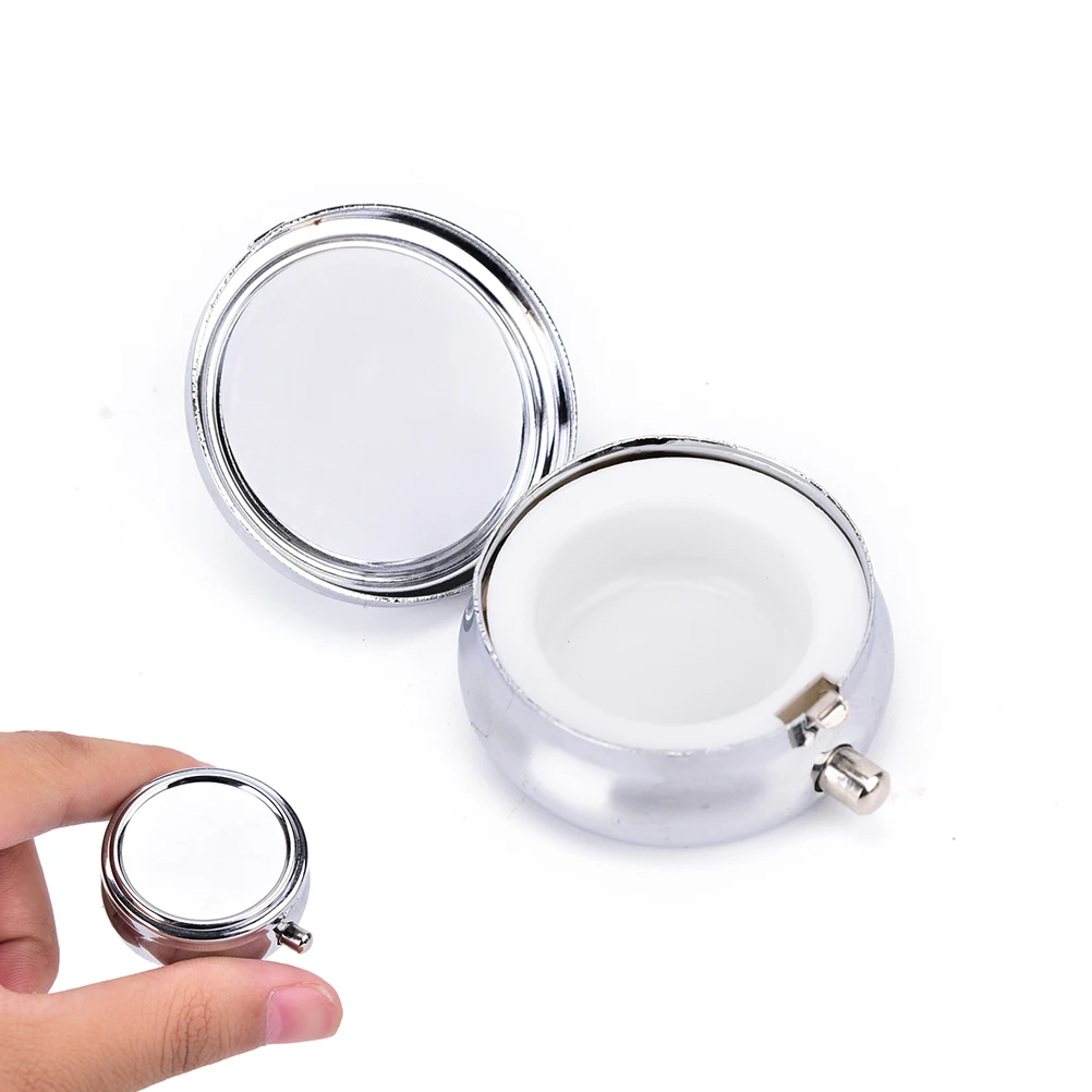 Divide Storage 1Pcs/Lot Metal Round Silver Tablet Pill Boxes Holder Advantageous Container Medicine Case Small Cases