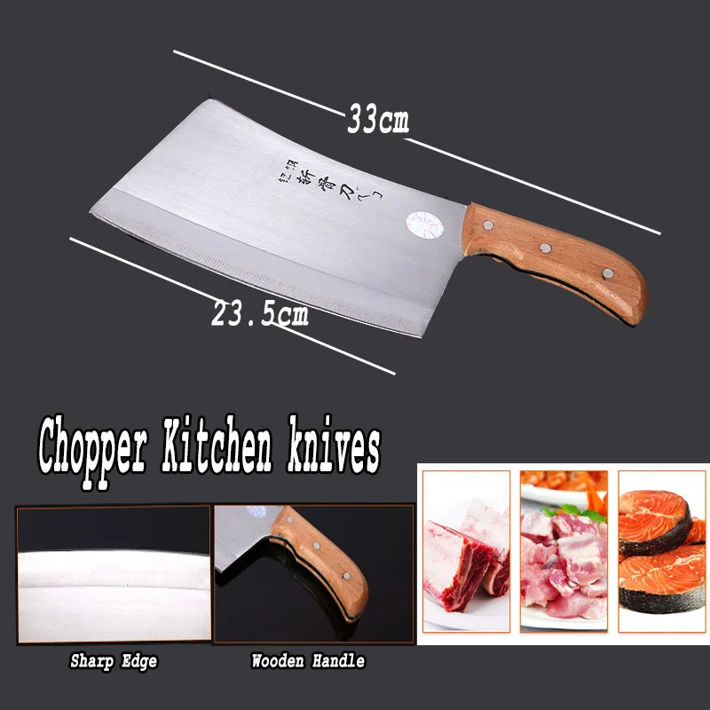New Arrival Wooden Handle Sharp Edge Chop Bone Knife Cooking Tools Dual