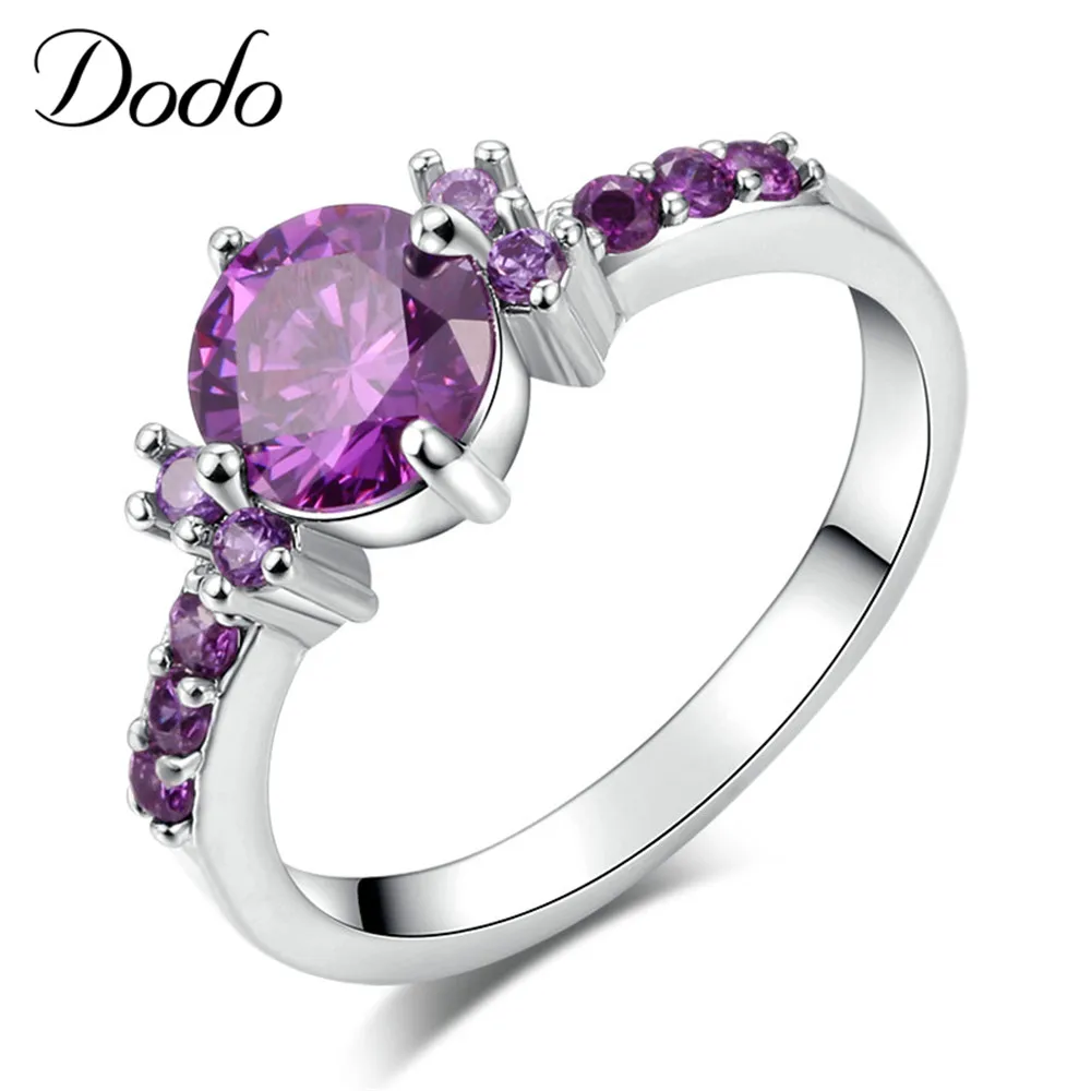 ring wedding usa Anel Crystal 925 Sterling Romantic Purple Silver Crown