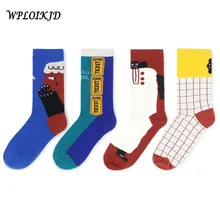 Креативный арт продукт Мультфильм тренд унисекс носки Harajuku мода колледж Стиль сетка в полоску повседневные Нескользящие Calcetines Mujer