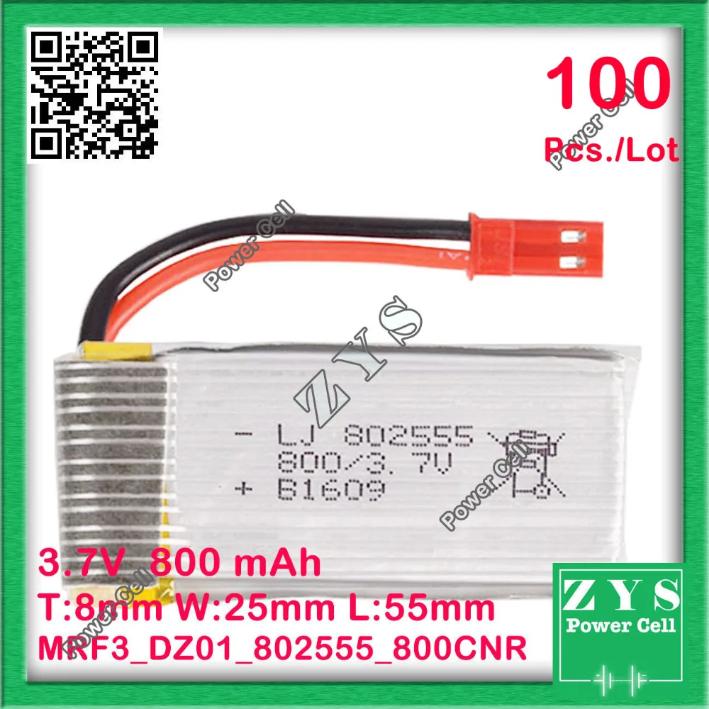 US $968.80 100pcsLot Safety Packing 2 pin 37V lithium Polymer battery 802555 800mah for UAV UAS Drone Zone mini drone fpv Size8x25x55mm