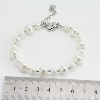 

Perfect Wedding Pearls Bracelets,White Color 6mm 8mm Mixes Freshwater Pearl Bracelet Silver Beads,Real Pearl Jewelry Bridesmaid