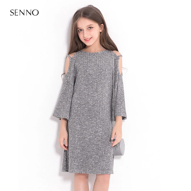 

Solid Girls Open Shoulder Dress Teenager Girls Dresses Sundress Holiday Beach Autumn Summer Dresses Girls Oufits Clothing
