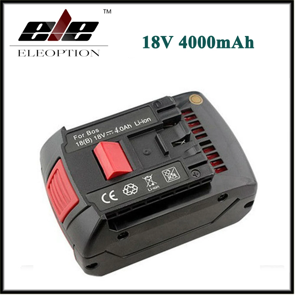 

Eleoption 18V 4.0Ah 4000mAh Li-ion Replacement Rechargeable Battery for Bosch 17618 BAT609 BAT618 With LED Light