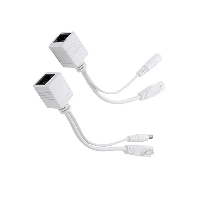 Power Over Ethernet Passive PoE Adapter Injector Splitter Kit PoE Cable White