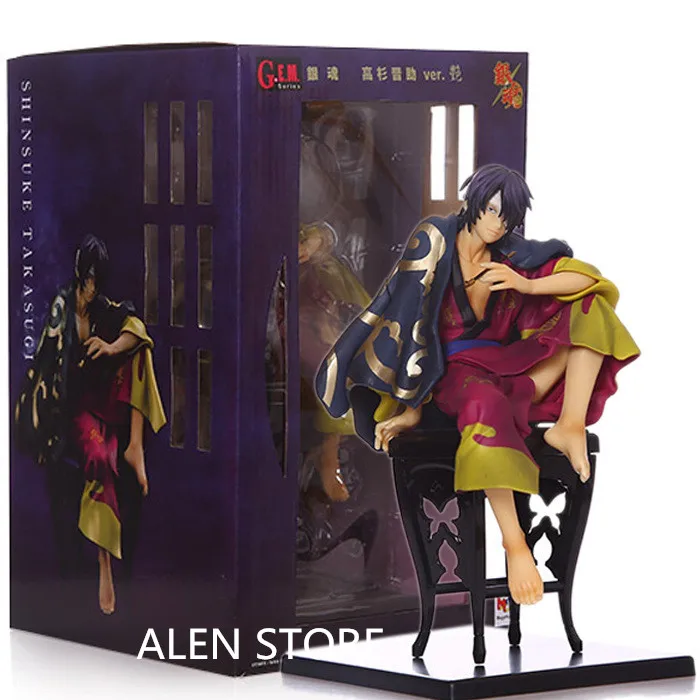 Gintama Shinsuke Takasugi Megahouse Silver Soul Figma Японии аниме ПВХ Фигурки 1/8 Весы Модель Juguetes детский день рождения