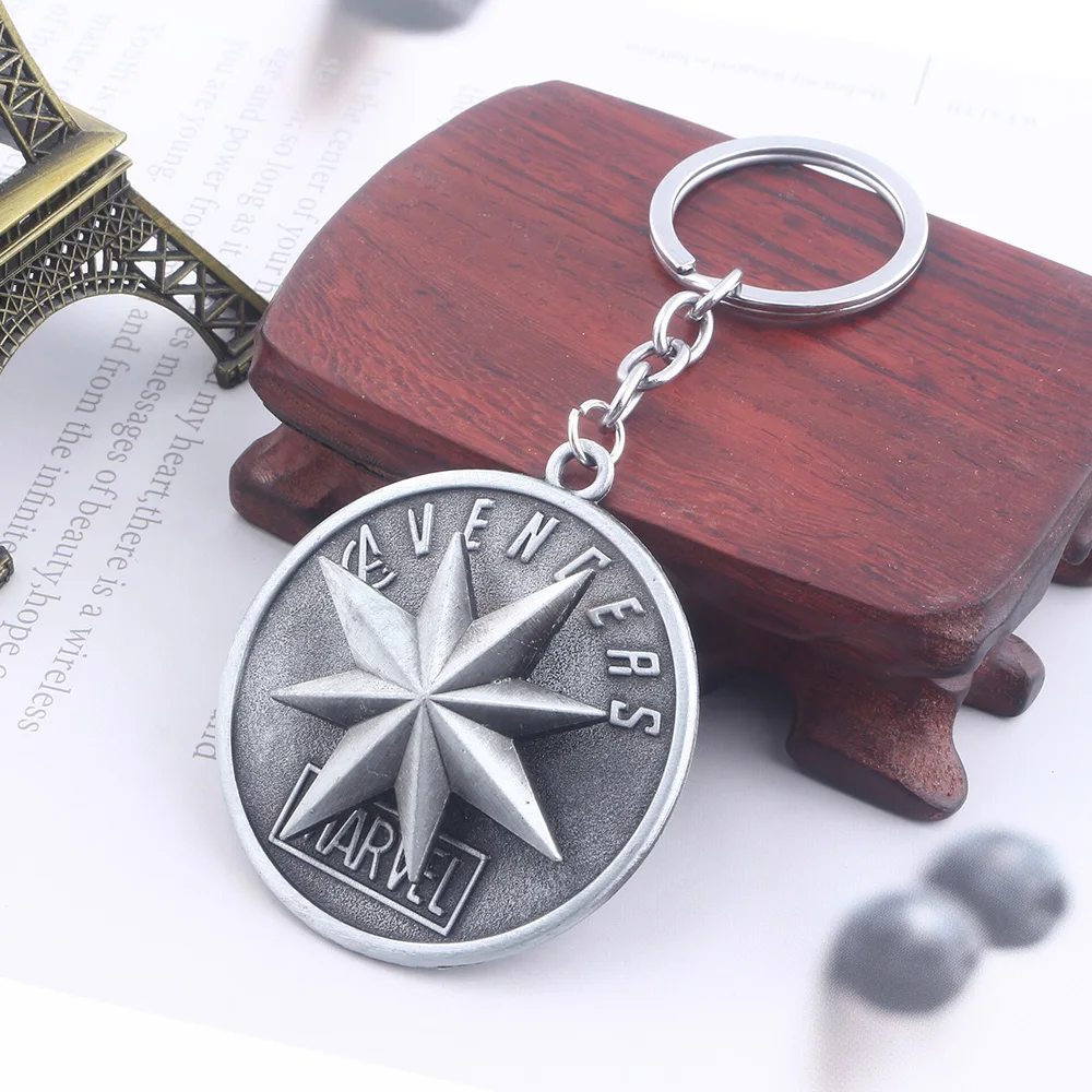 

Rotatable Captain Marvel Shield Keychain Avengers Hero Ms. Marvel Carol Danver Logo Key Chain Men Women Chaveiro Jewelry Gift