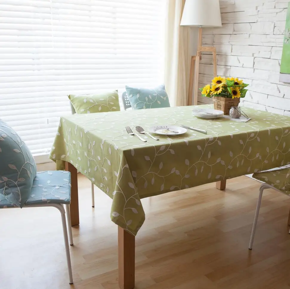  Elegant Embroidery Leaves Cotton Tablecloth Outdoor Wedding Decor Table Cloth Kitchen Dining Table 