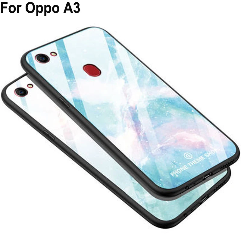 Чехол из закаленного стекла для Oppo A3 чехол с мраморным рисунком мягкая задняя