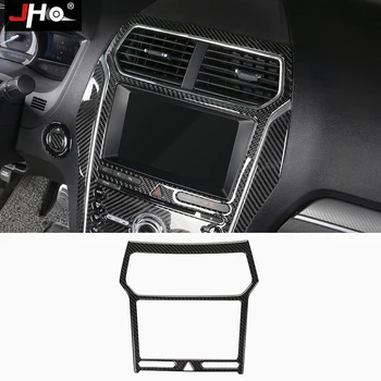 

JHO Real Carbon Fiber Navigation Panel Frame Cover Trim for Ford Explorer 2016 2017 2018 Interior Car Styling Accessories Decors