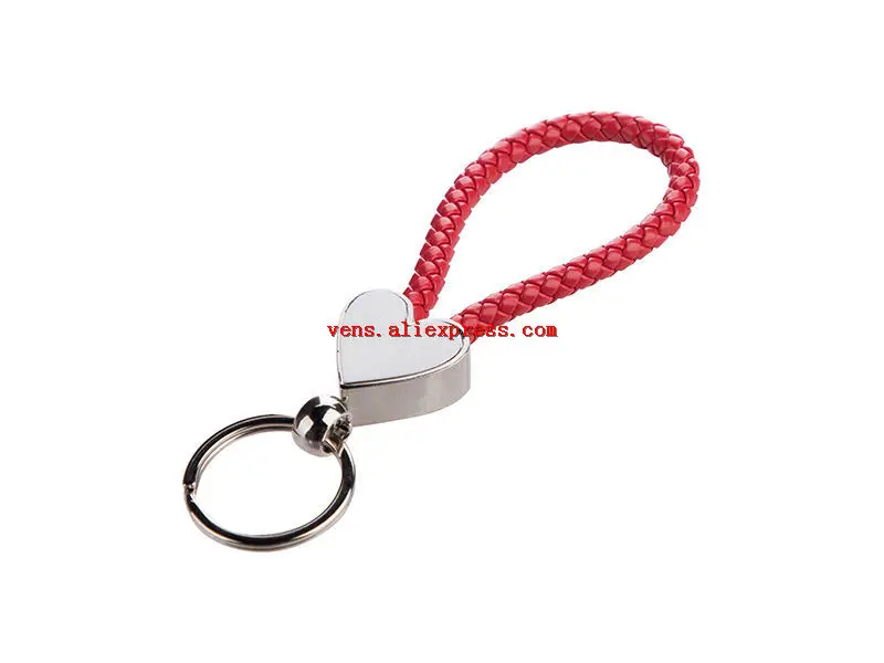 sublimation blank braided rope keychains heart round shape  key ring hot transfer printing consumables 100pcs/lot wholesale